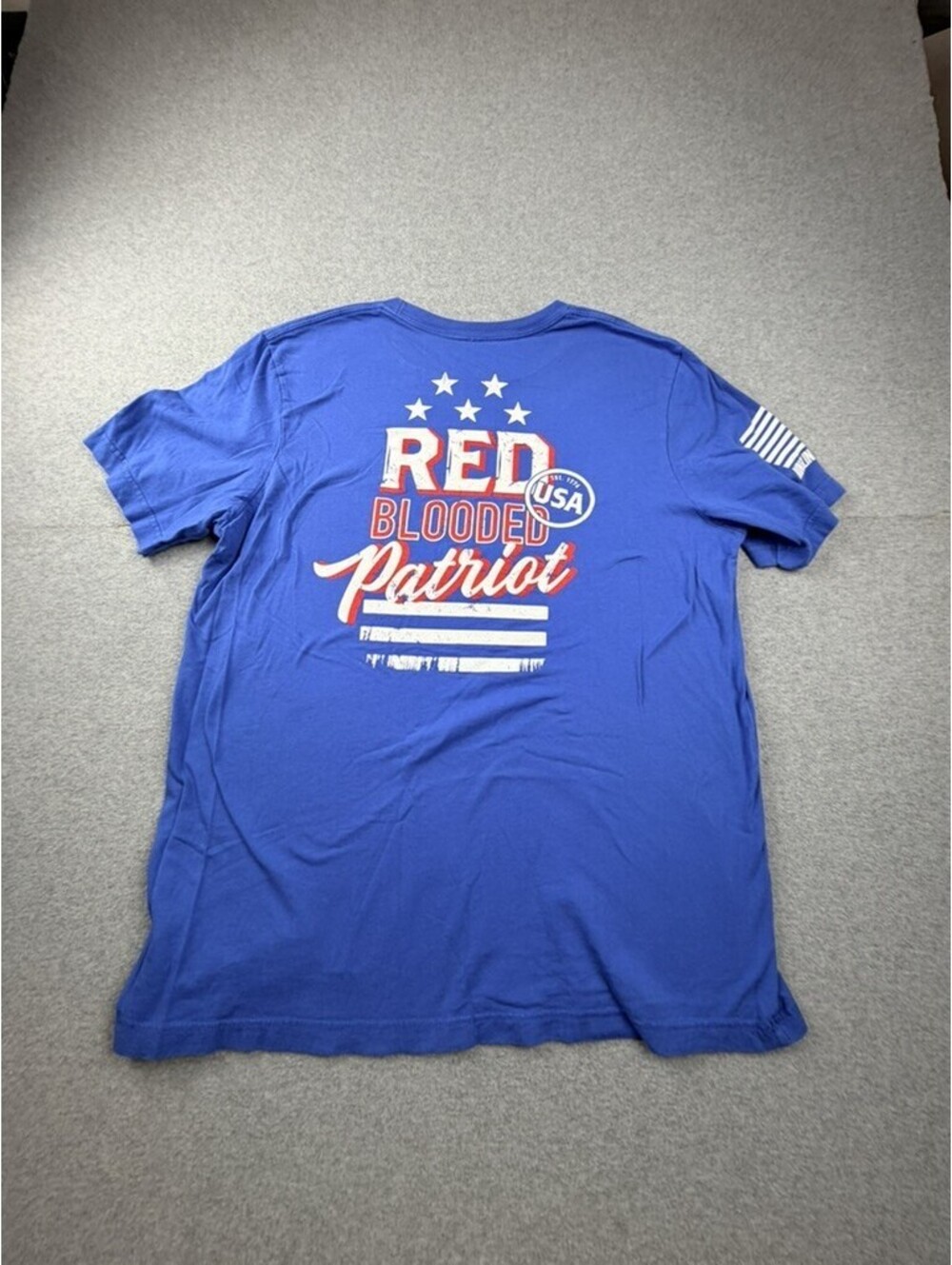 Nine Line Mens T Shirt Medium Blue Red Blooded Patriot Flag Graphic Short Sleeve